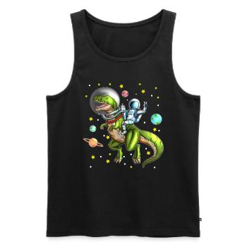 Dinosaure T-Rex Astronaute Space Dino - Débardeur bio Premium Homme - noir - Devant - Michal (187cm)