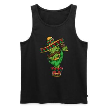 Maracas Mexique Désert Cactus Poncho Cinco de Mayo - Débardeur bio Premium Homme - noir - Devant - Michal (187cm)