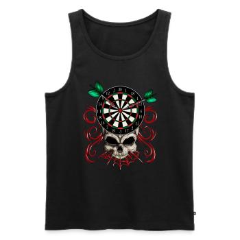 Dartpfeil Skelett Dartscheibe Dartverein Halloween - Männer Premium Bio Tank Top - Schwarz - Vorne - Michal (187cm)