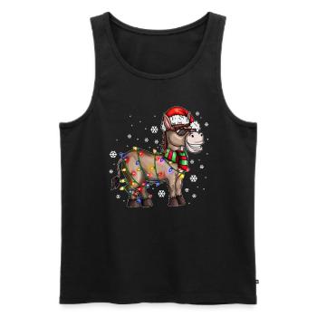 Christmas Esel mit Weihnachtsmütze im Schnee - Männer Premium Bio Tank Top - Schwarz - Vorne - AI Model Male 178 light (178cm)