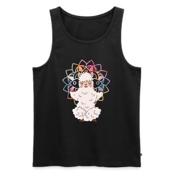 Ein Lama im Zoo Alpaka Design macht Yoga namaste - Männer Premium Bio Tank Top - Schwarz - Vorne - AI Model Male 178 light (178cm)