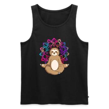 Sloth Mandala Sloth Yoga Shirt Tenue de Yoga - Débardeur bio Premium Homme - noir - Devant - Michal (187cm)