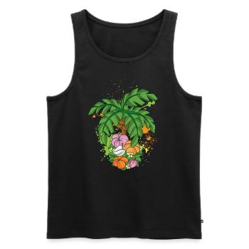 Palme Blüte Pflanze Sommeroutfit Urlaubskostüm - Männer Premium Bio Tank Top - Schwarz - Vorne - Michal (187cm)