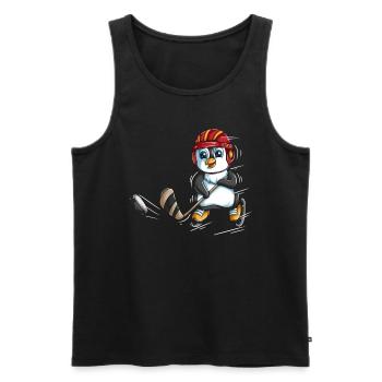 Pingouin hockey sur glace hockey bâton sport pingouins - Débardeur bio Premium Homme - noir - Devant - AI Model Male 178 light (178cm)
