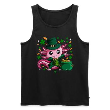 Süßer Kobold Molch macht Dabbing am St Patriks Day - Männer Premium Bio Tank Top - Schwarz - Vorne - AI Model Male 178 light (178cm)