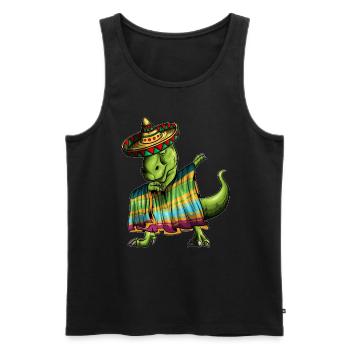 T-Rex Dino Ponscho Sombrero Mexico Dabbing Outfit - Men's Premium Organic Tank Top - black - Front - Michal (187cm)