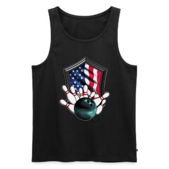 America Flag USA Bowling Ball Pin Bowler - Men's Premium Organic Tank Top - black - Front - AI Model Male 178 light (178cm)