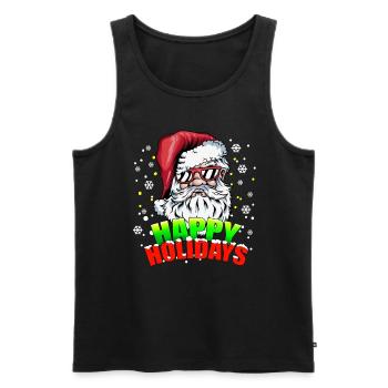 Christmas Happy Holiday Santa Claus - Men's Premium Organic Tank Top - black - Front - Michal (187cm)