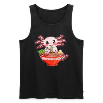 Newt eats, slurps ramen noodles, funny axolotl - Men's Premium Organic Tank Top - black - Front - Michal (187cm)