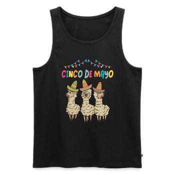 Alpaca with Sombrero Llama Cinco de Mayo Outfit - Men's Premium Organic Tank Top - black - Front - Michal (187cm)