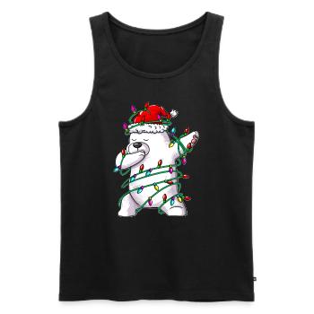 Eisbär in Lichterkette tanzt Dab Weihnachtskostüm - Männer Premium Bio Tank Top - Schwarz - Vorne - AI Model Male 178 light (178cm)
