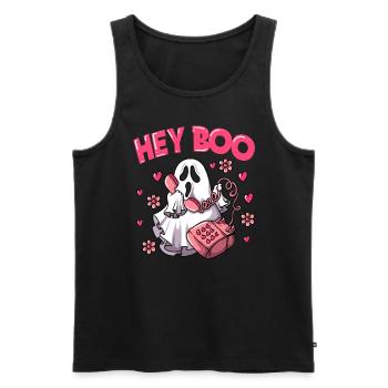 Ghost Pun Ghost Says Hey Boo Halloween - Men's Premium Organic Tank Top - black - Front - Michal (187cm)