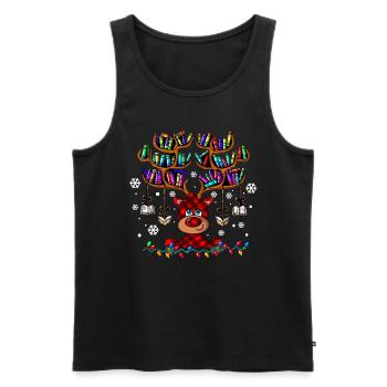 Rentier Geweih Bücher lesen Bücherwurm Weihnachten - Männer Premium Bio Tank Top - Schwarz - Vorne - Michal (187cm)