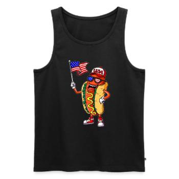 Hotdog mit Amerika Fahne USA Mütze Patrioten Shirt - Männer Premium Bio Tank Top - Schwarz - Vorne - Michal (187cm)