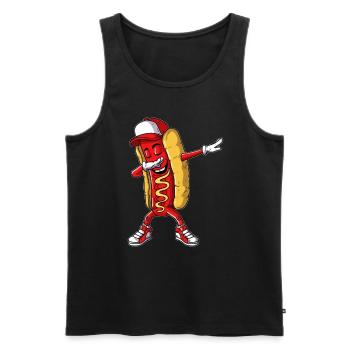 Hot Dog Dancing Dab Dabbing Fast Food Bun Saucisse - Débardeur bio Premium Homme - noir - Devant - AI Model Male 178 light (178cm)