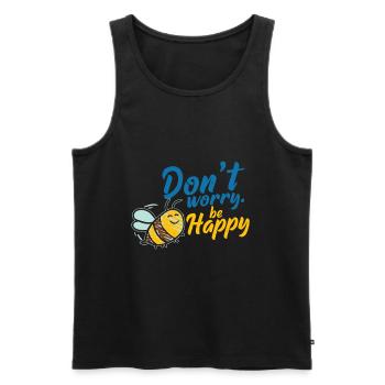 Ne t'en fais pas Be Happy Bee - Débardeur bio Premium Homme - noir - Devant - Michal (187cm)