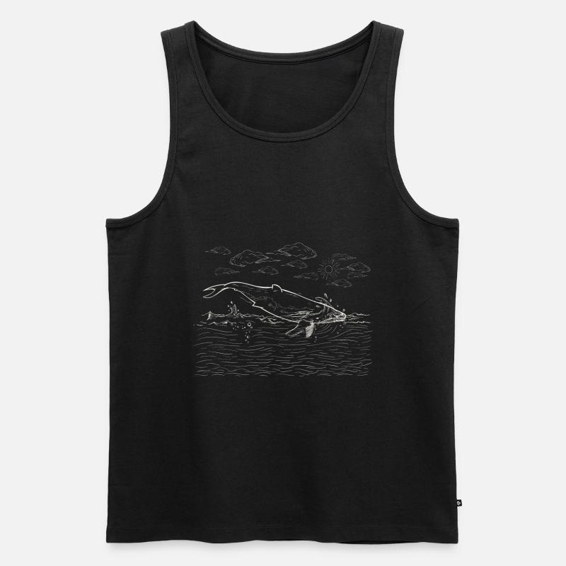 Wal Whale - Männer Premium Bio Tank Top - Schwarz