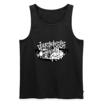 Jugendweiheparty 2025 Jugendweihe Spruch - Männer Premium Bio Tank Top - Schwarz - Vorne - Michal (187cm)