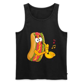 Saxophonist Saxophone Wurst Musik Musiker - Männer Premium Bio Tank Top - Schwarz - Vorne - Michal (187cm)