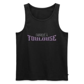 fabriqué à Toulouse. cadeau Toulouse - Débardeur bio Premium Homme - noir - Devant - Michal (187cm)