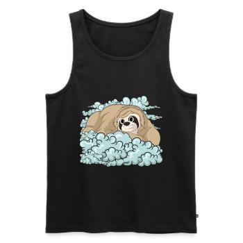 Lazy Zoo Animal Gift Cute Clouds Sloth - Men's Premium Organic Tank Top - black - Front - Michal (187cm)