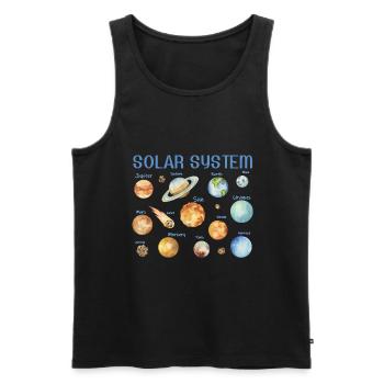 Watercolor Wonder - Named Solar System - Men's Premium Organic Tank Top - black - Front - AI Model Male 178 light (178cm)
