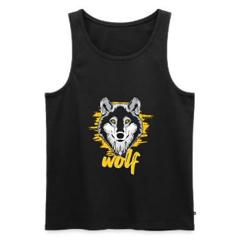 Wolf - Männer Premium Bio Tank Top - Schwarz - Vorne - AI Model Male 178 light (178cm)