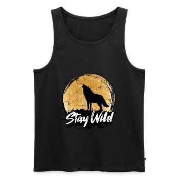 Wolf Raubtier Vollmond Geschenk - Männer Premium Bio Tank Top - Schwarz - Vorne - Michal (187cm)