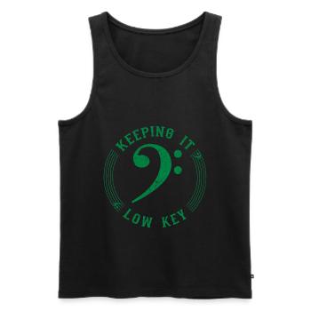 Bass Clef Green - Symbole Musical Vintage - Débardeur bio Premium Homme - noir - Devant - AI Model Male 178 light (178cm)
