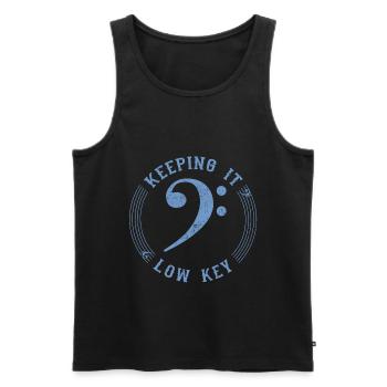 Bass Clef Blue - Symbole Musical Vintage - Débardeur bio Premium Homme - noir - Devant - AI Model Male 178 light (178cm)