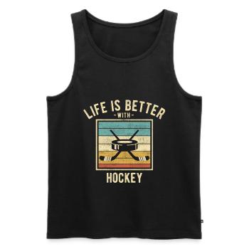 Dictons de hockey - Cadeau rétro drôle pour les amateurs de hockey - Débardeur bio Premium Homme - noir - Devant - Michal (187cm)