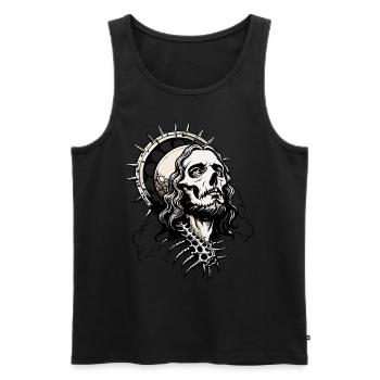 Jesus Skull // Totenkopf Christus / Kirche FS0120 - Männer Premium Bio Tank Top - Schwarz - Vorne - AI Model Male 178 light (178cm)