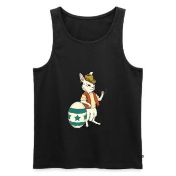 Lapin de fumer, oeuf de Pâques - Débardeur bio Premium Homme - noir - Devant - Michal (187cm)