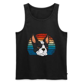 Dog Bostie Gift Retro Boston Terrier - Men's Premium Organic Tank Top - black - Front - Michal (187cm)
