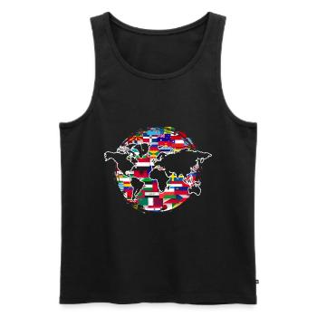 Map Flags Globe Travel Gift World Map - Men's Premium Organic Tank Top - black - Front - Michal (187cm)