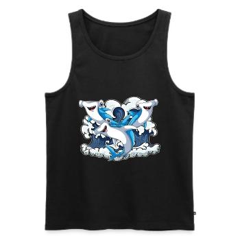 Meerestier Hai Tier Geschenk Süßes Hammerhai - Männer Premium Bio Tank Top - Schwarz - Vorne - AI Model Male 178 light (178cm)