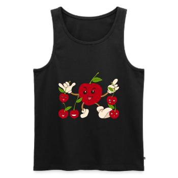 Fruit Cherries Summer Fruit Gift Cherry - Men's Premium Organic Tank Top - black - Front - AI Model Male 178 light (178cm)
