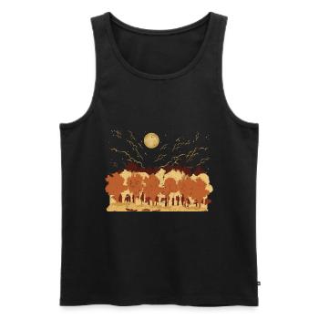 Autumn Landscape Forest Trees Full Moon Nature - Men's Premium Organic Tank Top - black - Front - Michal (187cm)