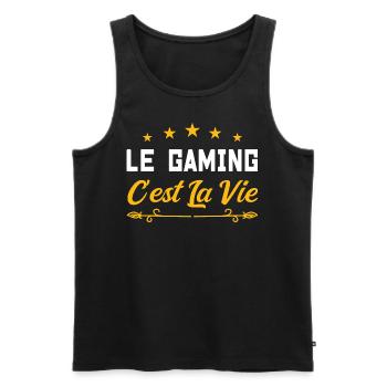 Le gaming c est la vie - Débardeur bio Premium Homme - noir - Devant - Michal (187cm)