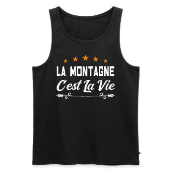 La montagne c est la vie. cadeau humour nature - Débardeur bio Premium Homme - noir - Devant - Michal (187cm)