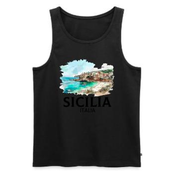 Sicilia Italia, sicilian - Männer Premium Bio Tank Top - Schwarz - Vorne - AI Model Male 178 light (178cm)