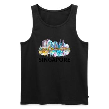 singapore skyline vintage, singapore - Männer Premium Bio Tank Top - Schwarz - Vorne - Michal (187cm)