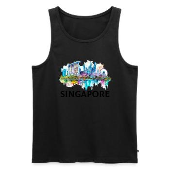singapore skyline vintage, singapore - Männer Premium Bio Tank Top - Schwarz - Vorne - Michal (187cm)