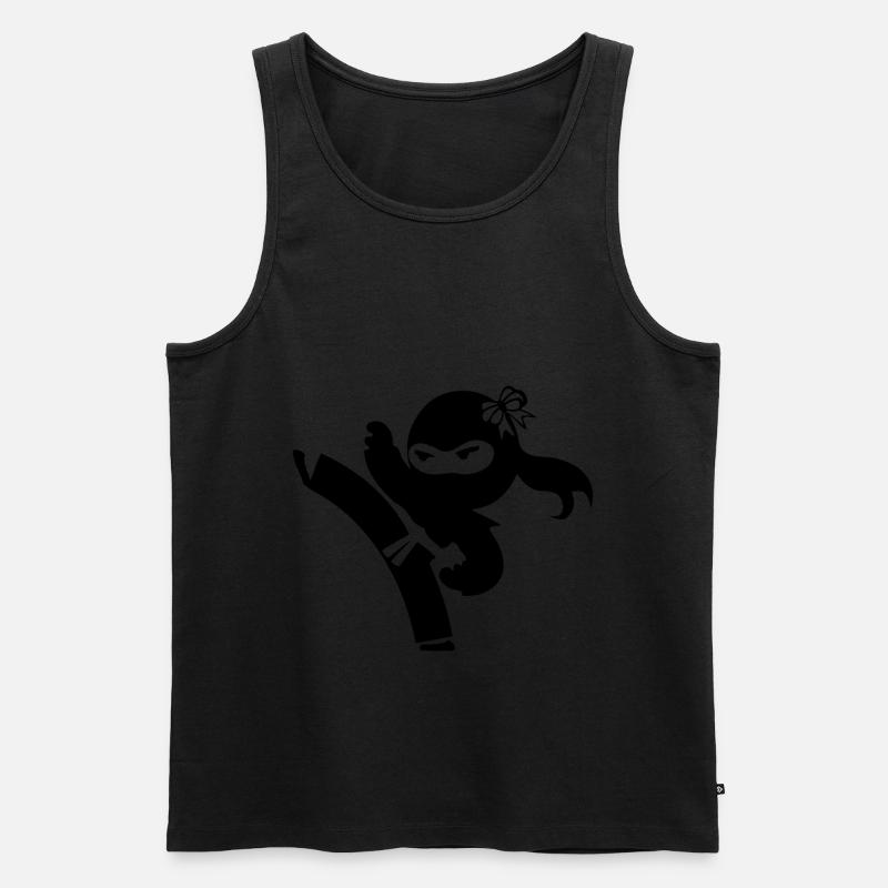 Ninja Mädchen - Männer Premium Bio Tank Top - Schwarz