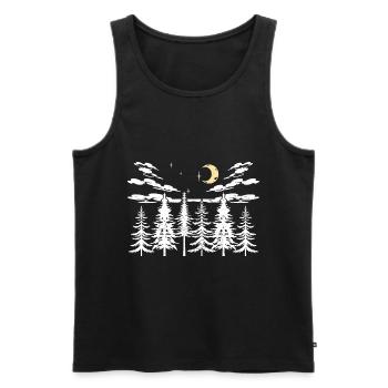 Crescent Moon Forest Trees Gift Nature - Men's Premium Organic Tank Top - black - Front - Michal (187cm)
