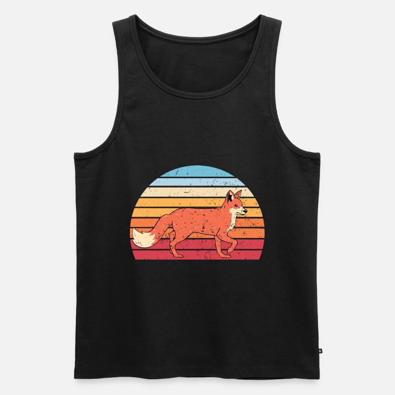 Retro Fuchs - Männer Premium Bio Tank Top - Schwarz
