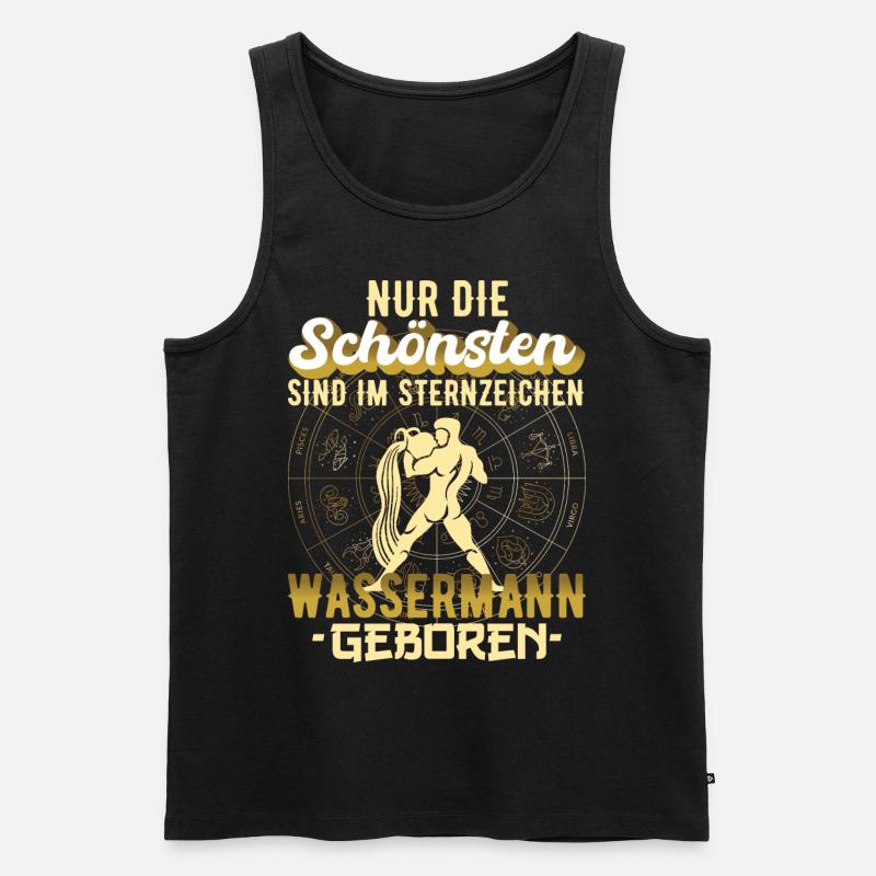Sternzeichen Wassermann Aquarius Spruch Geschenk - Männer Premium Bio Tank Top - Schwarz