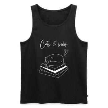 Katze Buch Roman Geschenkidee - Männer Premium Bio Tank Top - Schwarz - Vorne - Michal (187cm)