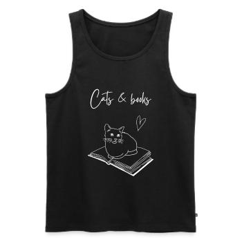 Idée cadeau de lecture de livre pour chat - Débardeur bio Premium Homme - noir - Devant - Michal (187cm)