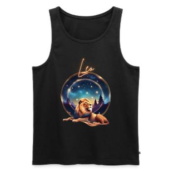 Leo Lion Star Gift - Men's Premium Organic Tank Top - black - Front - AI Model Male 178 light (178cm)